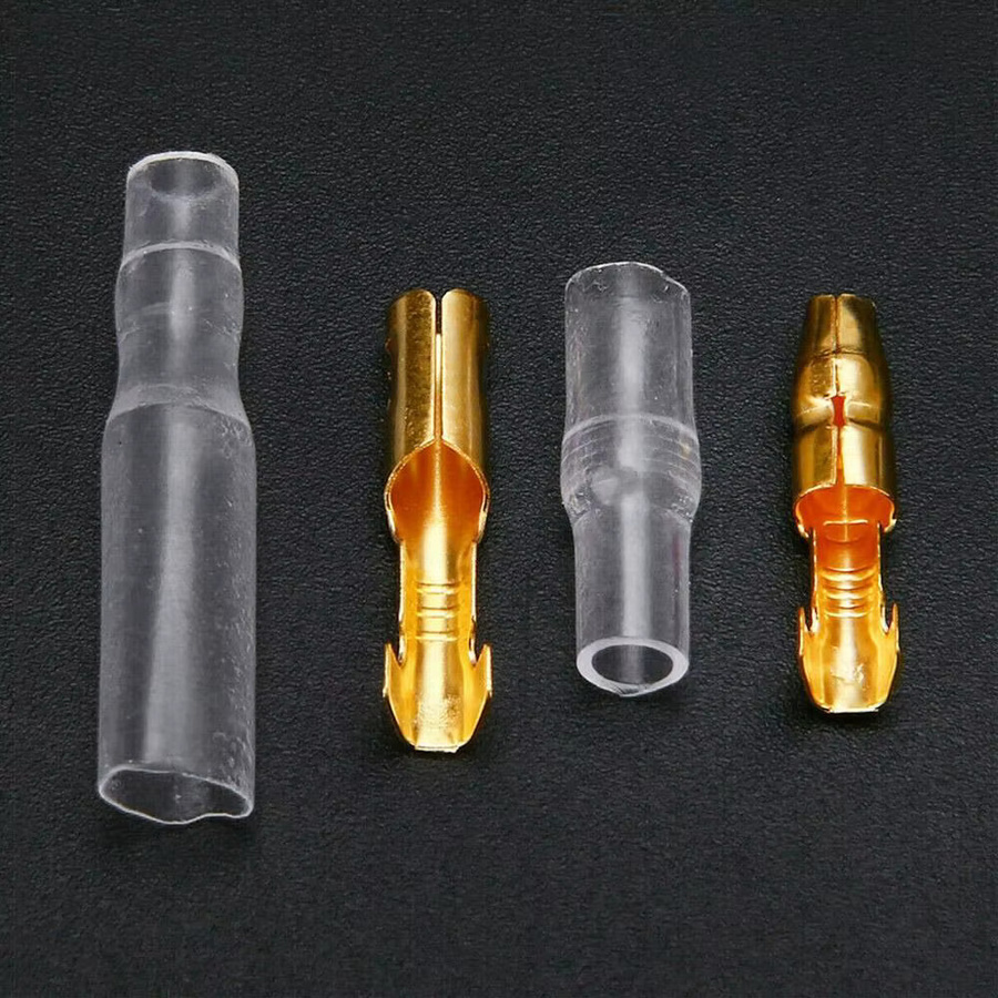 50 Stück Goldmessing Kabelstecker und Isolierhülsen 4,0mm in Gold und Lila für dein Auto - Bild 2