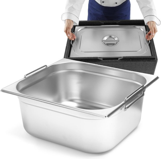 Hendi Gastronormbehälter GN 12 mit versenkbaren Griffen, Silber, B/T/H: 32,5 x 26,5 x 15,0 cm - Bild 1