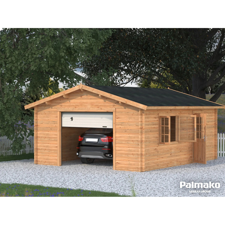 Palmako Holzgarage Roger aus Fichte mit Sektionaltor in Braun, B/T: 450 x 550 cm - Bild 2