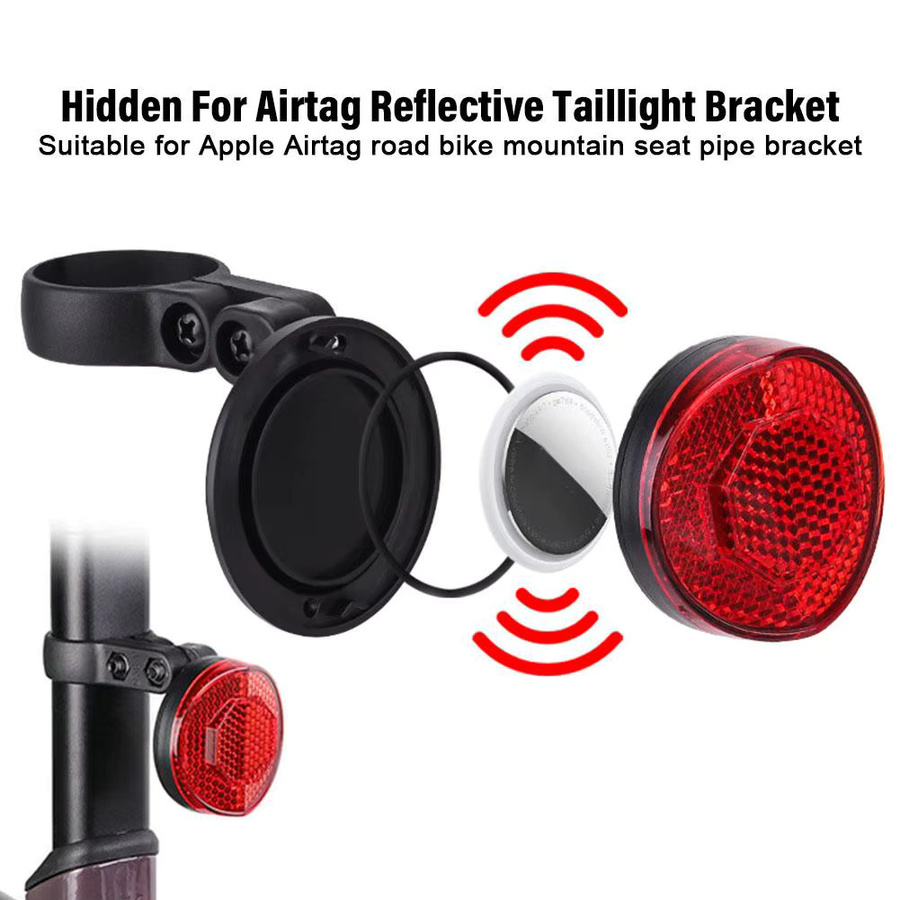 Reflektierende Rücklicht Halterung für Apple AirTag zur Diebstahlsicherung für MTB und Rennrad in Rot - Bild 3