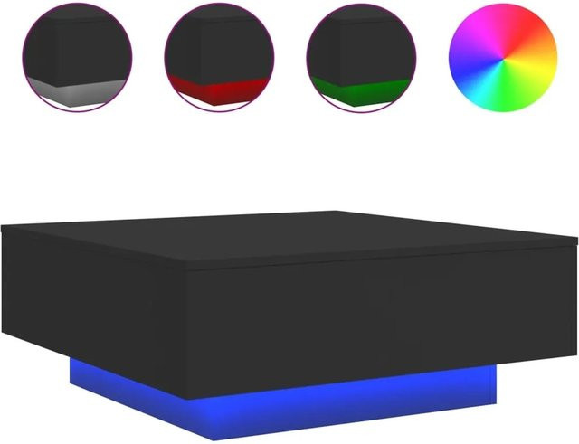 vidaXL Couchtisch mit LED-Beleuchtung in Schwarz, modern, B/T/H: 80 x 80 x 31 cm - Bild 1