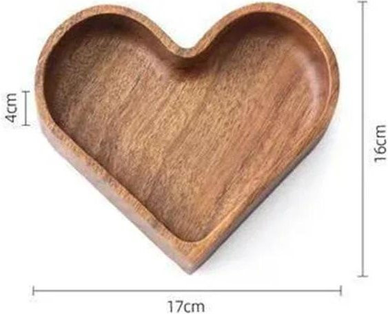 Herzförmiges Serviertablett aus Kiefernholz von Yiran Furniture, stapelbare Dekoschale für Snacks und Dessert, braun - Bild 1