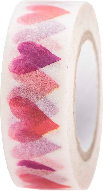 Rico Design Paper Poetry Washi Tape Herzen Aquarell Weiß Rot Lila Breite: 1,5 cm, Länge: 10 m - Bild 1