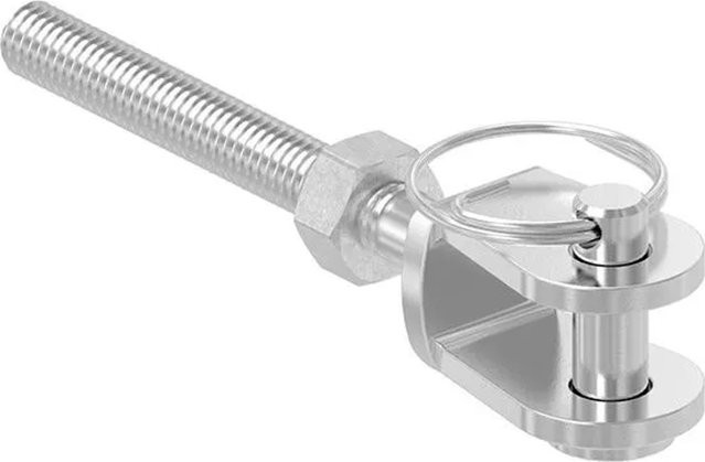 FeNau Gabelterminal aus Edelstahl V4A M6 Rechts mit Außengewinde in Silber - Bild 1