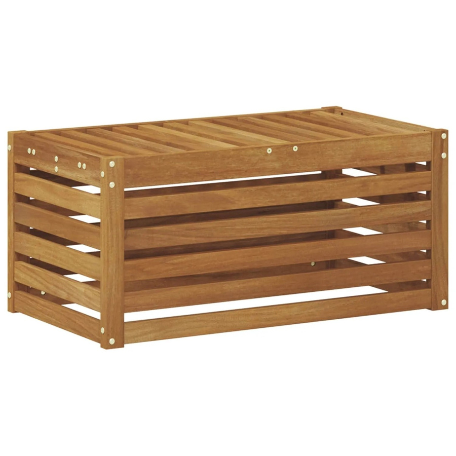 vidaXL Outdoor Hocker Bank aus Akazienmassivholz in Natur Braun B: 79 cm, T: 43 cm, H: 37 cm - Bild 2