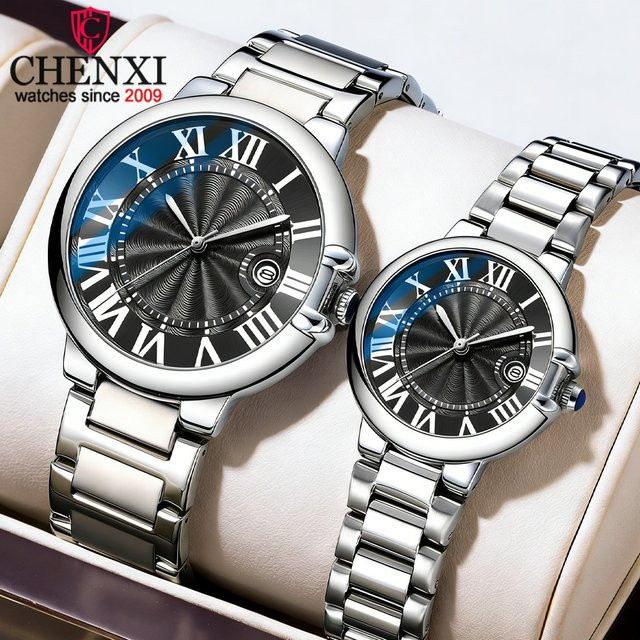 CHENXI Armbanduhr Quarz, Edelstahl, Blau, Unisex - Bild 1