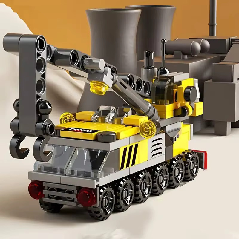 6 in 1 DIY Stadt Bau Team Lkw Kran Gabelstapler, Bausteine Kit, Fahrzeuge - Bild 4