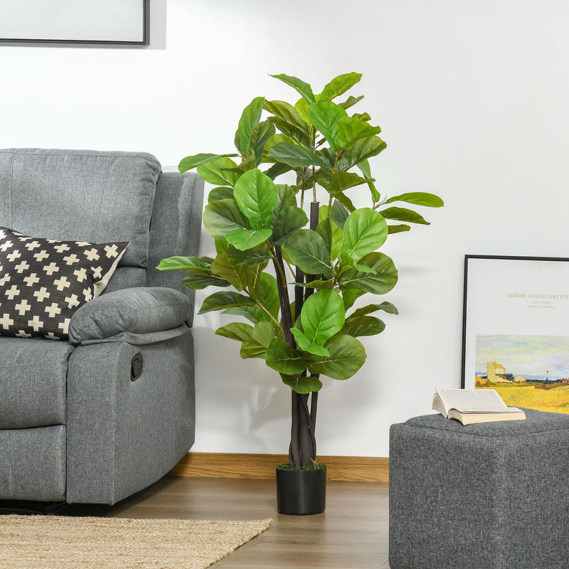 Aosom HOMCOM Ficus Artificiale Künstliche Pflanze Grün, 130 cm Höhe, Realistischer Kunstbaum mit 78 Blättern für Innen- und Außenbereich - Bild 2