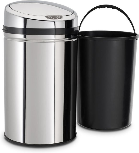 ECHTWERK Infrarot Abfalleimer mit Sensor, 30 l, Silber, Durchmesser: 30,5 cm, Höhe: 56,5 cm - Bild 1