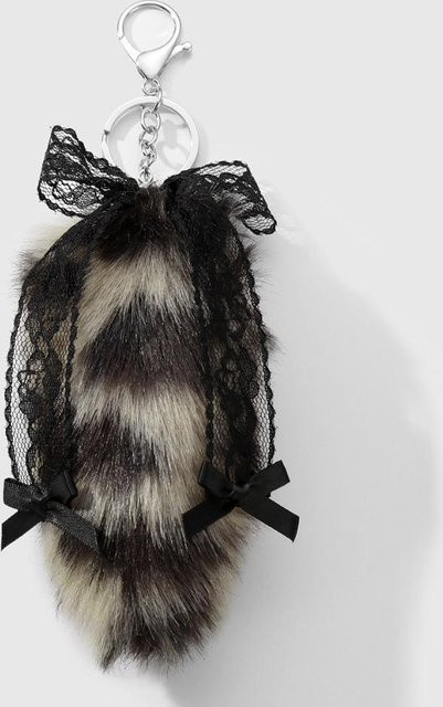 Schlüsselanhänger Leopardenmuster, Spitze Schleife, black, Unisex - Bild 1