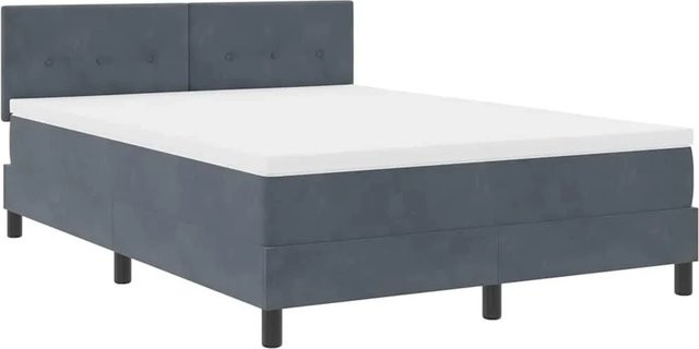 vidaXL LED Boxspringbett mit Matratze in Dunkelgrau aus Samt, B/T: 160 x 200 cm, Höhe: 163 cm - Bild 1