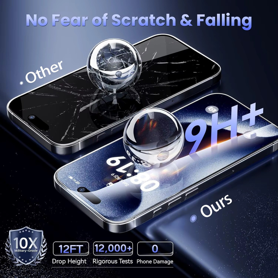 AIHNBG HD gehärtetes Schutzglas für iPhone 11 bis iPhone 16 Pro Max, transparent - Bild 4