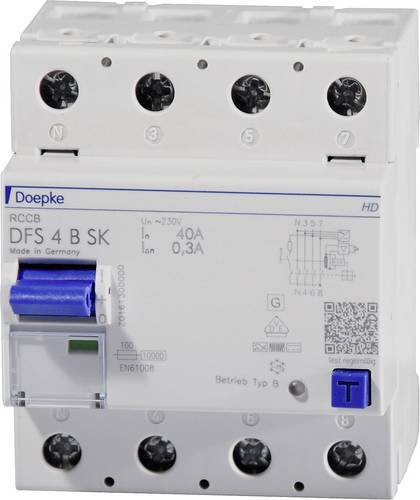 Doepke FI-Schutzschalter DFS 4 040-4/0,30-B SK HD 4polig 40A 0,3A 230/400V Weiß - Bild 1