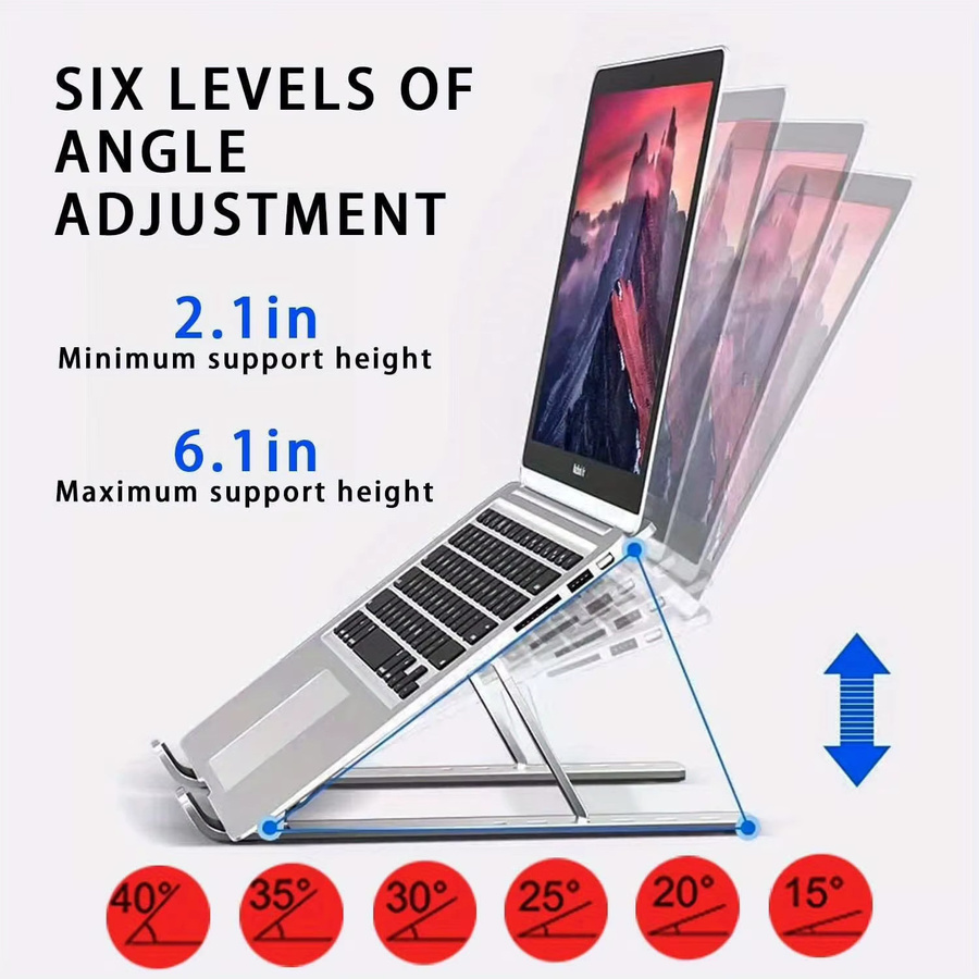 XMSJ Laptop-Ständer aus Aluminiumlegierung in Weiß, verstellbarer und rutschfester Schreibtisch-Ständer mit Silikonbeschichtung - Bild 2