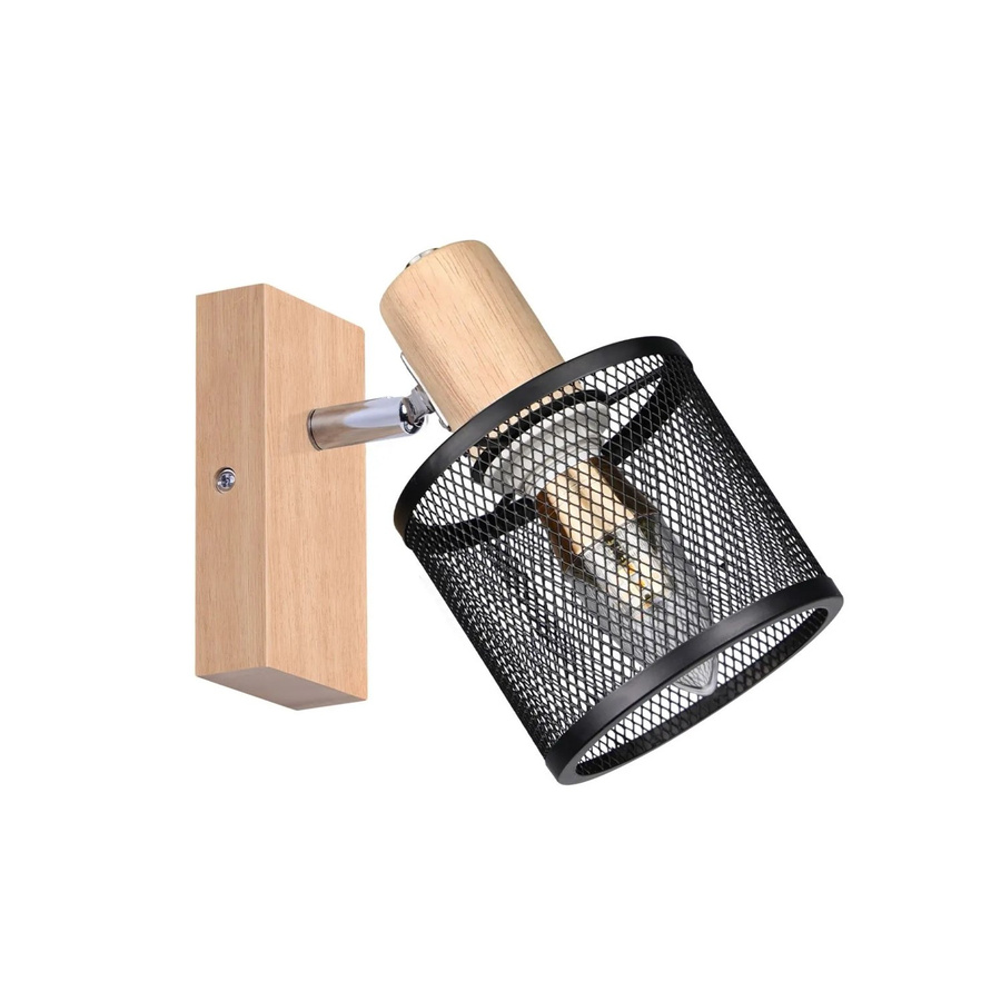 NETTLIFE Deckenstrahler aus Holz und Metall in Schwarz im Industrial-Design mit E14 Fassung - Bild 2