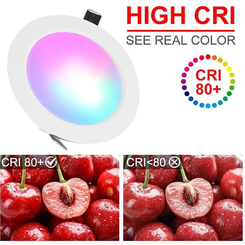 TOMTOP JMS RGBW LED-Einbauleuchte mit IR-Fernbedienung, 5W dimmbar, 16 Farben und 4 Blinkmodi, rund, weiß - Bild 4