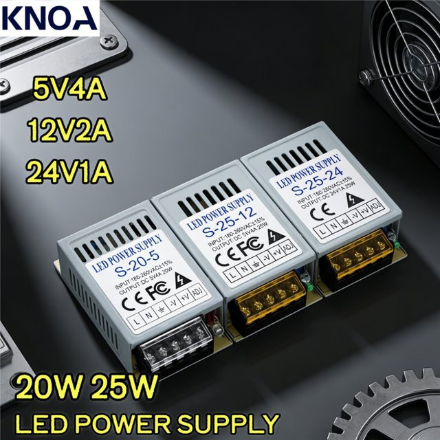 KNOA Schaltnetzteil SMPS für LED-Streifen und CCTV, 25W, Farbe: Silber - Bild 1