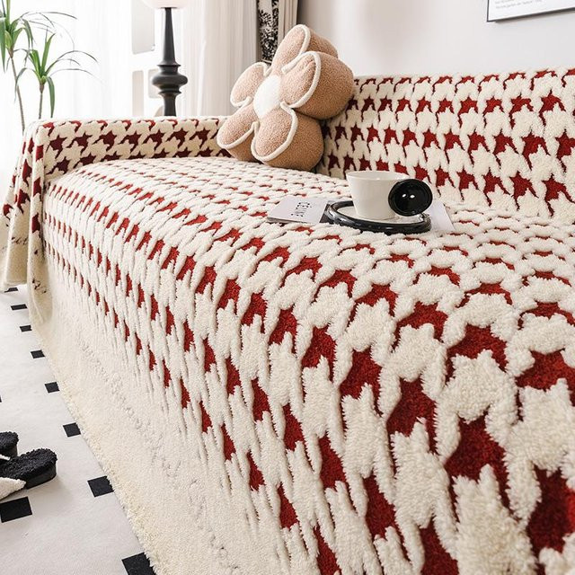 Universal Sofabezug Hahnentritt im Karo-Design aus Fleece und Mikrofaser, Anti-Katzenkratzer und Fleckgeschützt, B/T: 180 x 130 cm - Bild 1