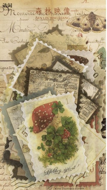 60 Blatt Vintage-Stempel-Aufkleber-Set mit Poststempelmuster in Multicolour für Tagebuch, Scrapbook und DIY-Bastelarbeiten aus Papier - Bild 1