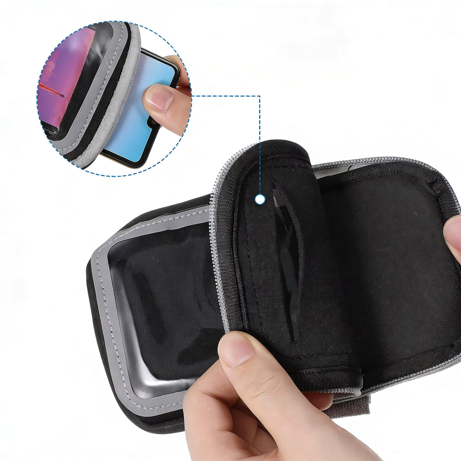 Universelle Telefon-Armtasche mit Touchscreen für Herren und Damen in Schwarz, geeignet für Handys bis 15,2 cm - Bild 2