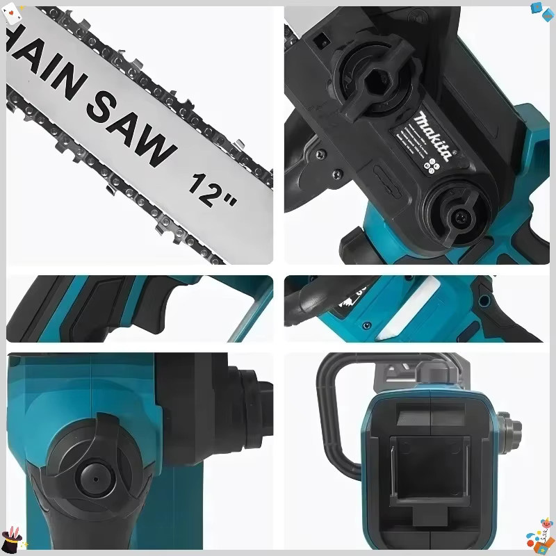 Makita Akku-Kettensäge 600W mit 12 Zoll Schiene, kabellose elektrische Holzbearbeitungs-Säge in Blau für 18/20V Akkus - Bild 2