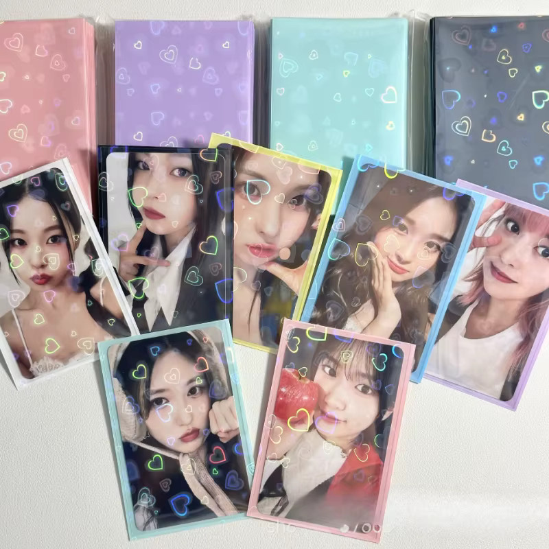 50 Stück Herz Photocard Sleeves für Kpop Foto Karten in Blau und Multicolour - Bild 2