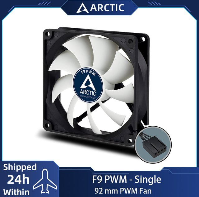ARCTIC F9 PWM Gehäuselüfter 92 mm mit regulierbarer Lüftergeschwindigkeit von 150 bis 1800 U/min - Bild 1