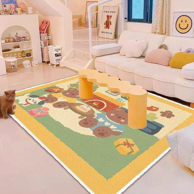 Moderner Teppich aus Samt-Imitation in Gelb, schmutzabweisend und rutschfest, ideal für Wohnzimmer, Schlafzimmer oder Kinderzimmer, B/T: 40 x 120 cm - Bild 1