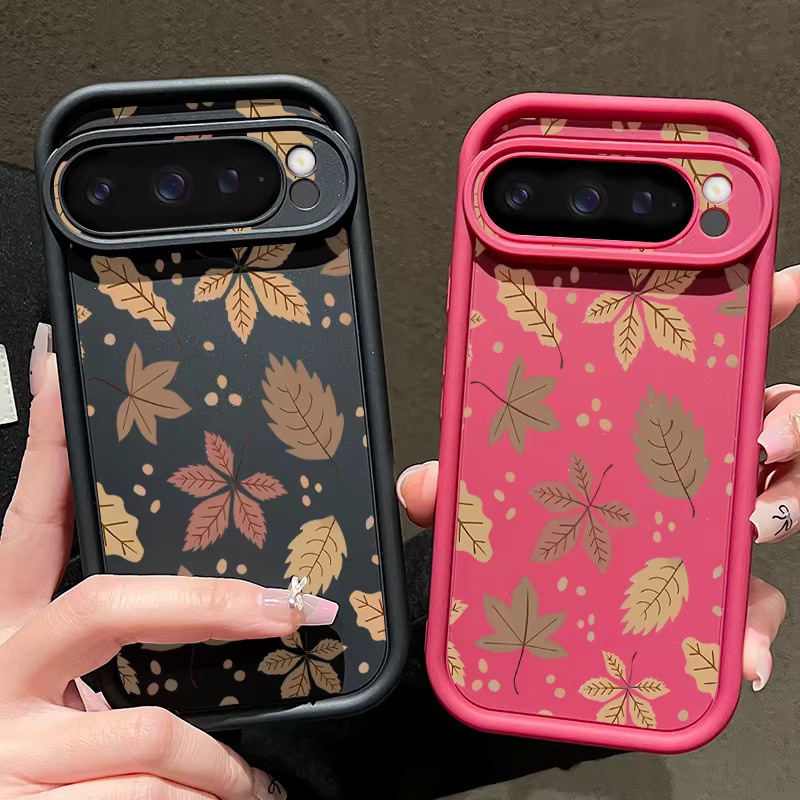 Stoßfeste Silikon Handyhülle mit Fallen Leaves Print für Google Pixel 8 Pro in White und Multicolour - Bild 1