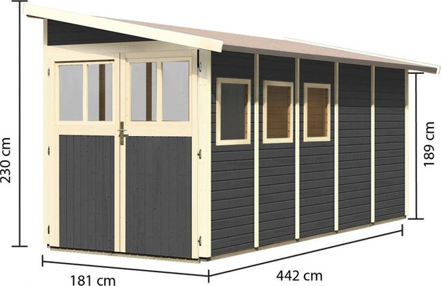 Gartenhaus Holz WANDLITZ 5 Anlehnschuppen in Terragrau B: 442 cm, T: 181 cm, H: 19 mm - Bild 1