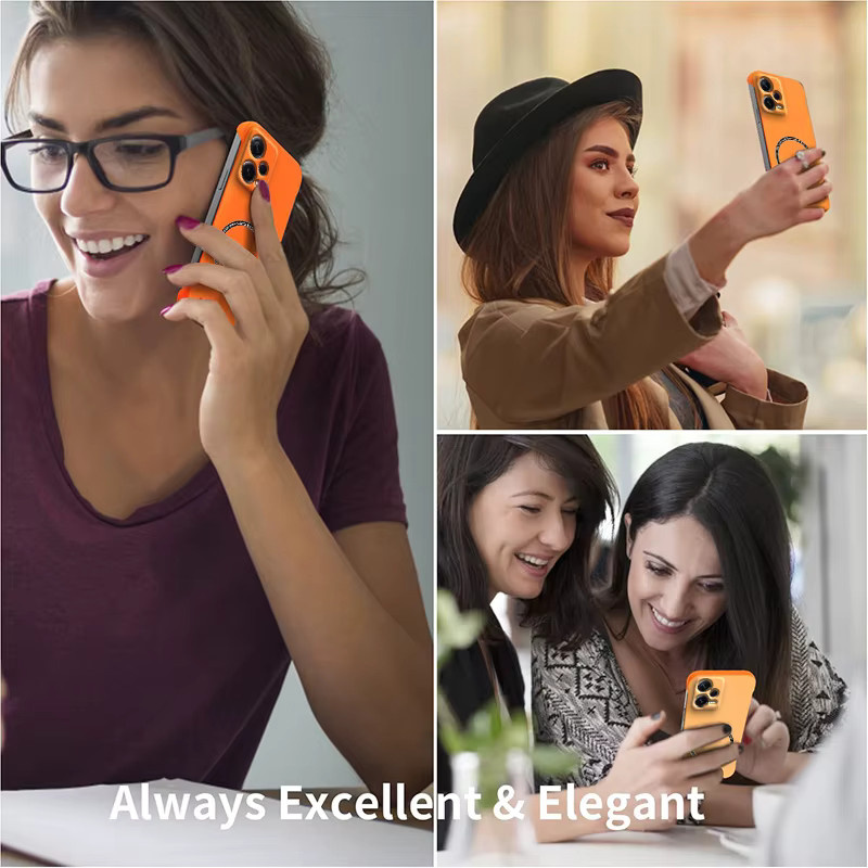 Xiaomi Magnetic Slim Handyhülle für Redmi Note 12, 12R, 12T Pro, 12T Plus und Note 12 Turbo, matte Rahmenlose Schutzhülle aus hartem PC, stoßfest und kratzfest, Schwarz oder Orange - Bild 5