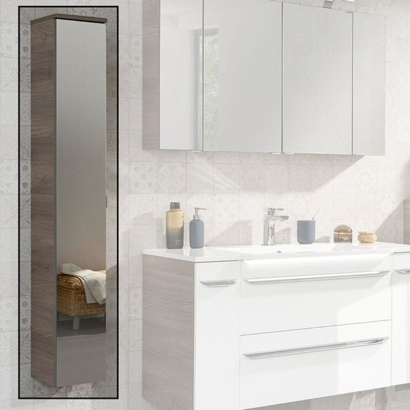 Fackelmann Bad-Hochschrank Luxor braun mit verspiegelter Tür und Soft-Close-Funktion, B/T/H: 20,5 x 26,5 x 139,5 cm - Bild 3
