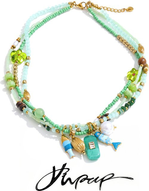 Yhpup Halskette Edelstahl, Gold, Kristall, Unisex - Bild 1