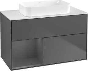 V&B Waschtischunterschrank Finion mit Wandbeleuchtung, Breite: 100 cm, Farbe: Anthrazit - Bild 1