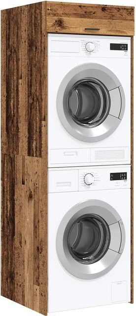 Waschmaschinenschrank Yiwydaa aus Holzwerkstoff in Altholz-Optik, Farbe Schwarz-Braun, B/T/H: 67,5 x 68 x 200 cm - Bild 1