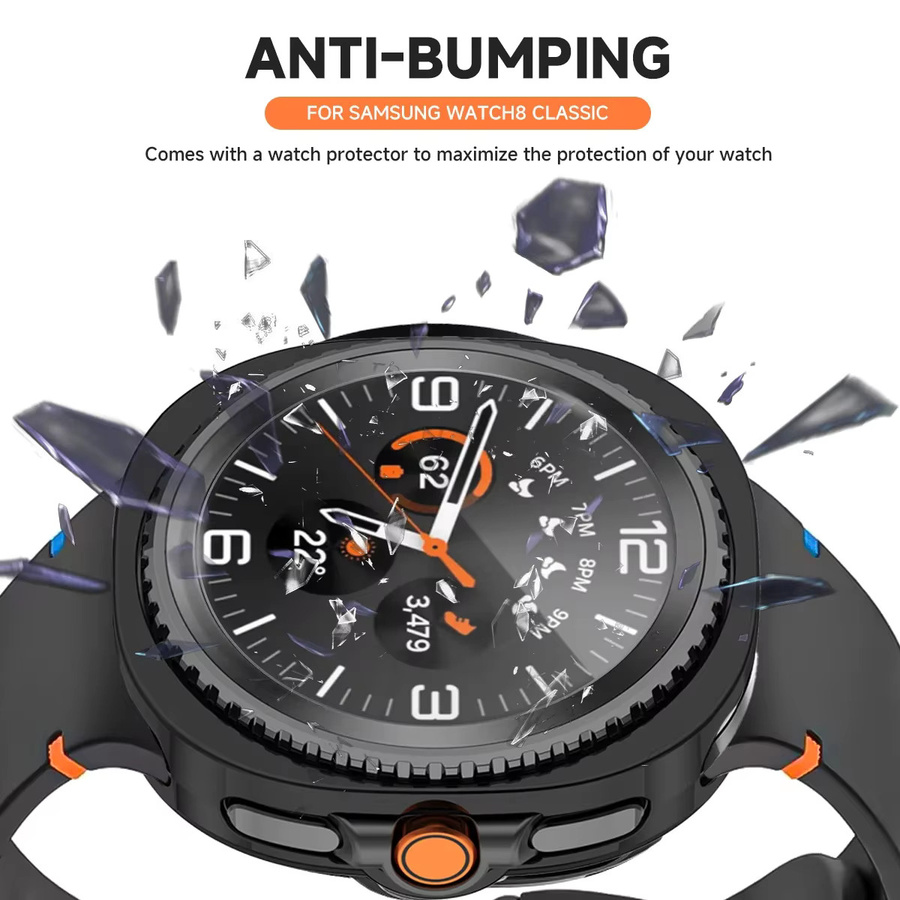 Displayschutzfolie aus gehärtetem Glas und TPU-Hülle für Samsung Galaxy Watch 8 Classic 46 mm, Schwarz, Unisex - Bild 5