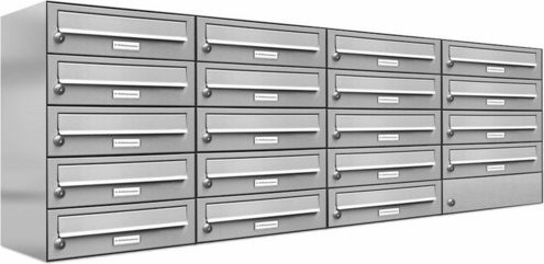 AL Briefkasten-System für 19 Parteien, Aufputzmontage, silberfarben, B/H/T: 153,2 x 57,5 x 27,5 cm - Bild 1