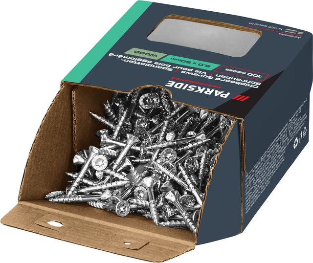 Parkside Performance Spanplatten-Schrauben mit Torx-Antrieb, Edelstahl, Farbe: Silber, Durchmesser: 5,0 mm, Länge: 50,0 mm - Bild 1