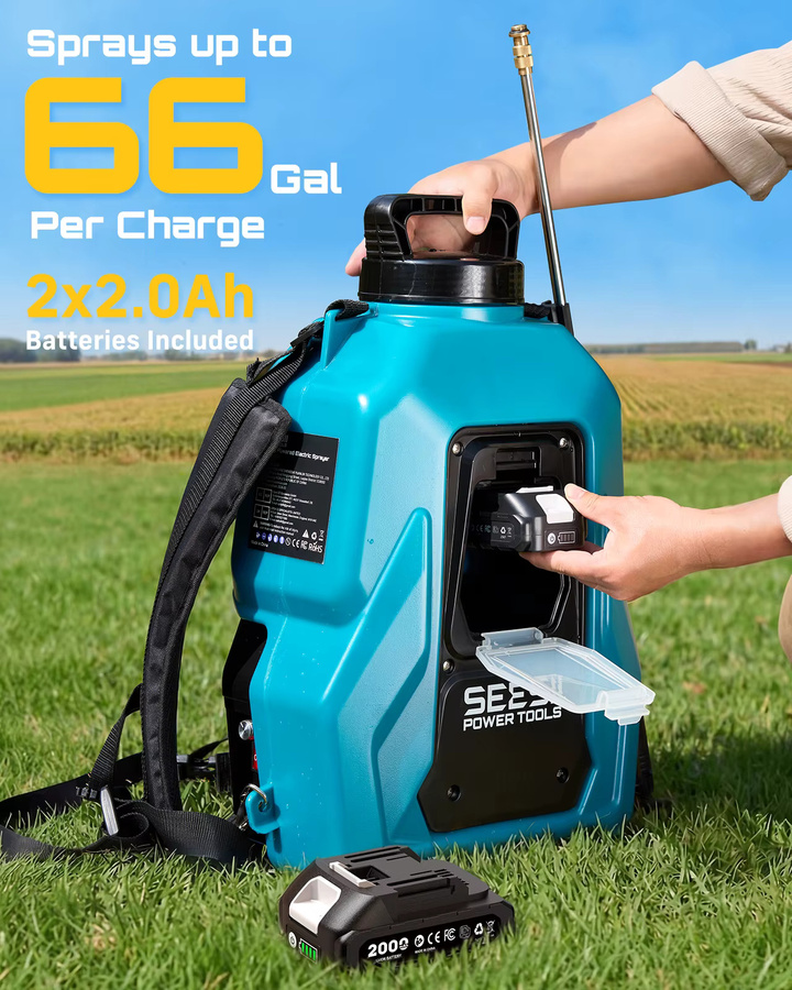 Seesii Elektrischer Lithium-Sprüher für Makita 18V Akku, 20L Hochleistungs-Garten- und Rasensprühgerät in Türkis - Bild 3