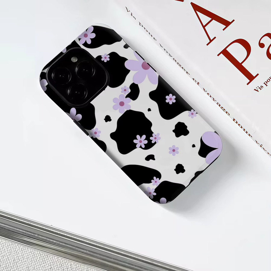 Potdemiel Handyhülle mit Kuh-Design für iPhone 17 16 15 14 13 Pro Max Plus, magnetisch, doppelschichtig und robust, Schwarz und Rosa - Bild 3