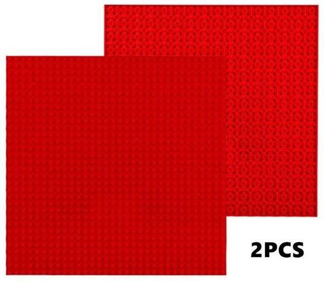 2 Stück Doppelseitige Grundplatte für Bausteine, 32x32 Noppen, rot, ab 6 Jahren - Bild 1