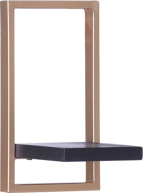 Wandregal PORTO aus Akazie und Metall in Gold, B/H/T: 35 x 20 x 20 cm - Bild 1
