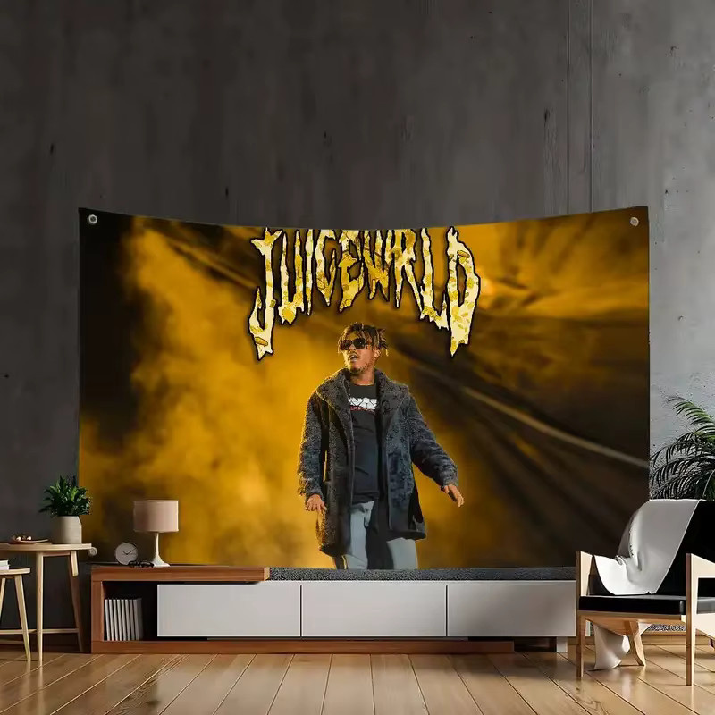 VIKAMA Juice WRLD Wandteppich Musiker Wandbehang Mehrfarbig Stoffbanner für dein Schlafzimmer - Bild 4