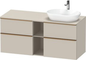 Duravit Waschtischunterschrank D-Neo in Beige Matt mit Schränken und internen Schubladen, Wandmontage, Breite: 140 cm, Tiefe: 55 cm, Höhe: 66,4 cm - Bild 1