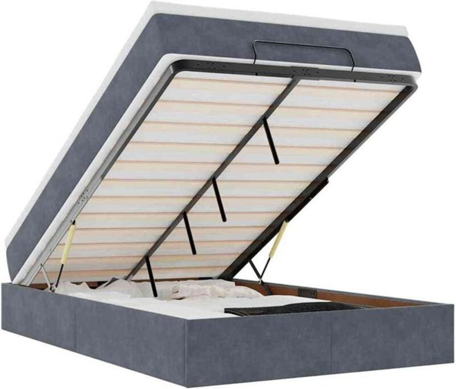 Vidaxl Ottoman Polsterbett mit Matratze aus Samt in Dunkelgrau B/T/H: 120 x 190 x 23,5 cm - Bild 1