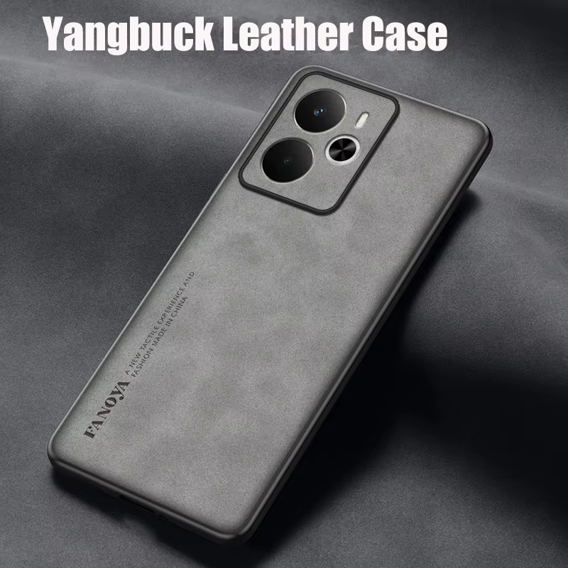 Realme Handyhülle aus Lammfell-Leder mit TPU-Stoßstange in Schwarz für Realme 14, 13 Pro und 12 Pro - Bild 2