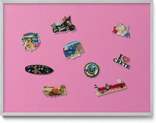 Tulup Magnettafel Magnetboard Rosa mit silbernem Rahmen für Urlaubsmagnete, B: 80 cm, H: 60 cm - Bild 1