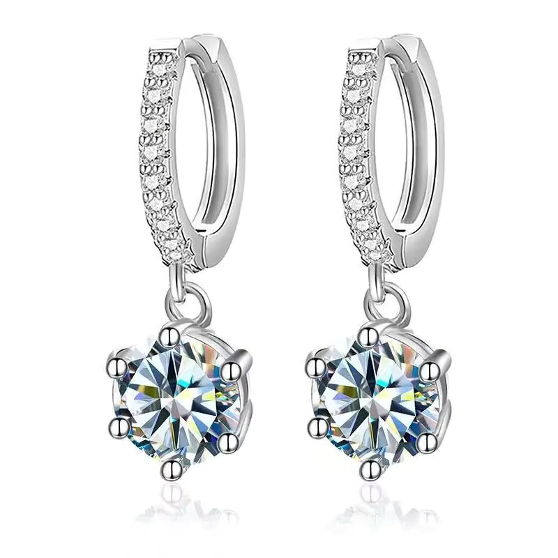Brilliant Creolen, 925 Silber, Moissanit-Diamant, Damen - Bild 2