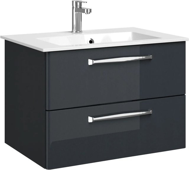 Pelipal Waschbeckenunterschrank Trentino in Anthrazit Hochglanz Breite: 75 cm - Bild 1