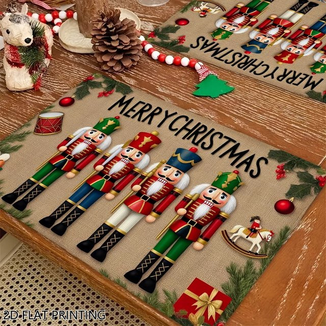 VIKAMA Weihnachts-Tischsets Nussknacker Design, wasserdicht und leicht zu reinigen, Mehrfarbig, B/T: 45 x 30 cm - Bild 1